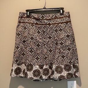 Ann Taylor Brown and White Floral A-Line Skirt